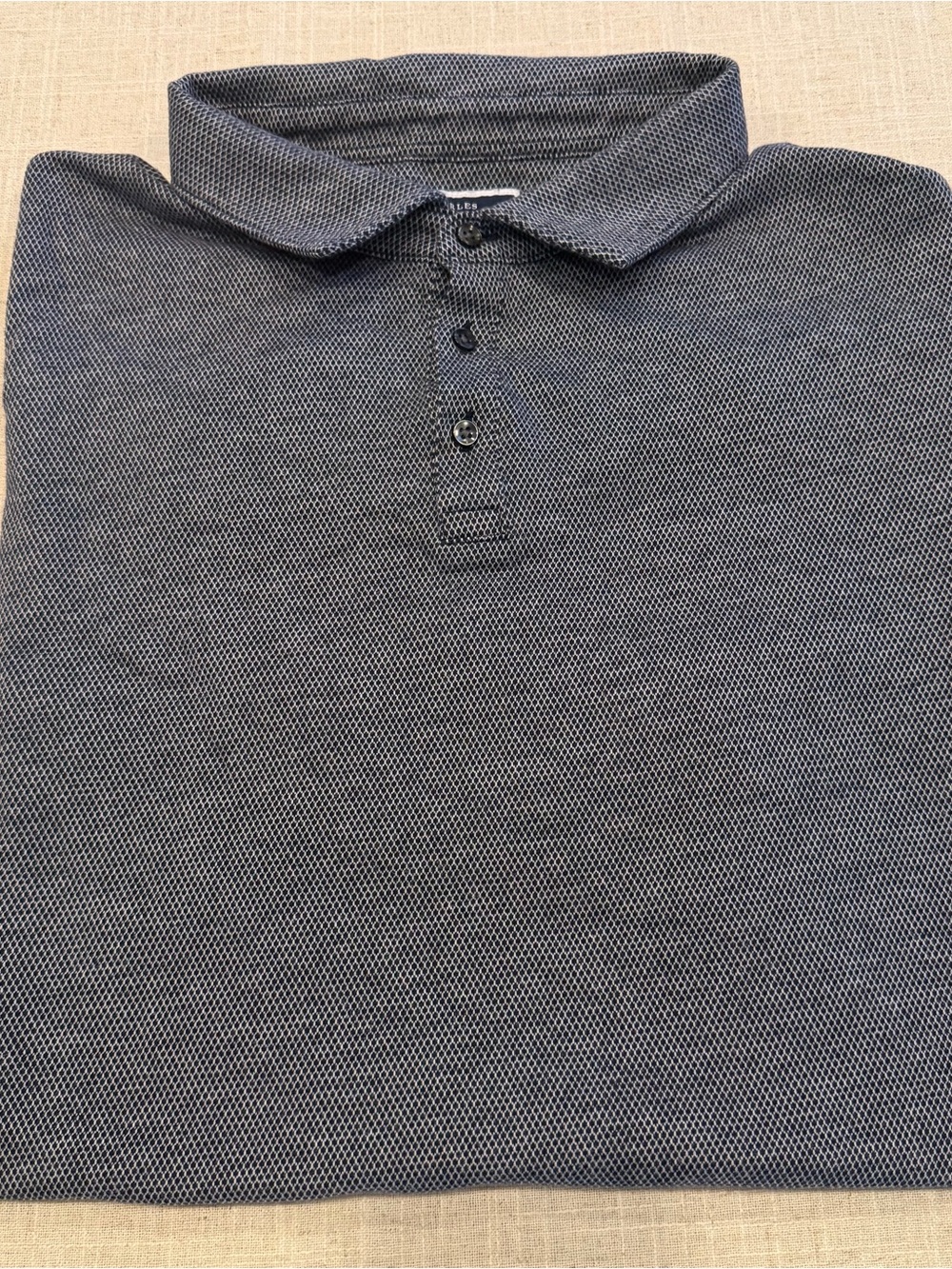 Charles Tyrwhitt Polo Shirt 2XL Navy Micro Pattern 100% Cotton Short Sleeve
